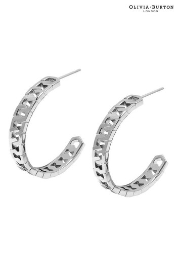 Olivia Burton Ladies Silver Tone Jewellery Honeycomb Earrings (Q45016) | £75