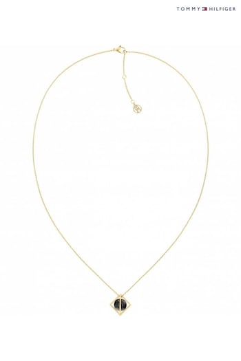 Tommy Hilfiger Ladies Gold Tone Jewellery Framed Stones Necklace (Q45027) | £89