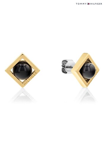 Tommy Hilfiger Jewellery Ladies Gold Tone Framed Stones Earrings (Q45031) | £69