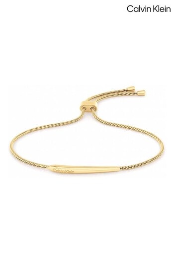 Calvin Klein Jewellery Ladies Gold Tone Elongated Drops Bracelet (Q45036) | £79