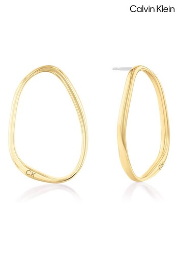 Calvin Klein Jewellery Ladies Gold Tone Elongated Drops Earrings (Q45039) | £79