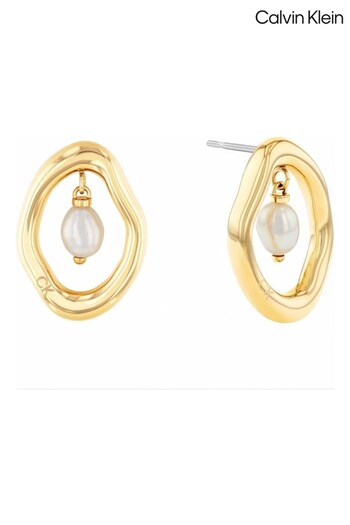 Calvin Klein Jewellery Ladies Gold Tone Edgy Pearls Earrings (Q45040) | £79