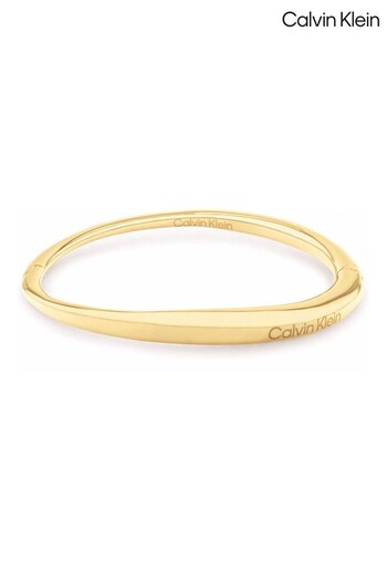 Calvin Klein Jewellery Ladies Gold	Tone Elongated Drops Bangles (Q45043) | £109