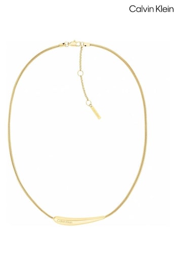 Calvin Klein Jewellery Ladies Gold Tone Elongated Drops Necklace (Q45045) | £99