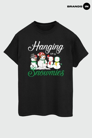 Brands In Black Hanging With My Snowmies Men Black T-Shirt (Q45063) | £19