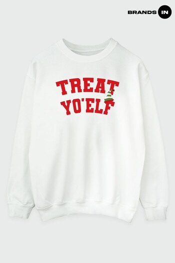 Brands In White Christmas Treat Yo Elf Men White Sweatshirt (Q45073) | £31
