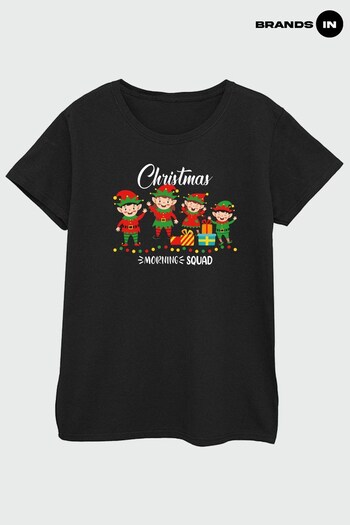 Brands In Black Christmas Morning Squad Women Black T-Shirt (Q45081) | £19