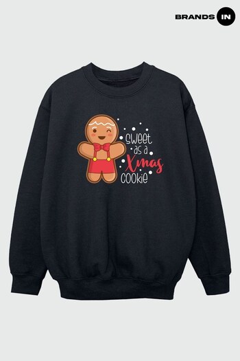 Brands In Black Sweet Gingerbread Boy Boys Black Sweatshirt by BrandsIn (Q45084) | £20