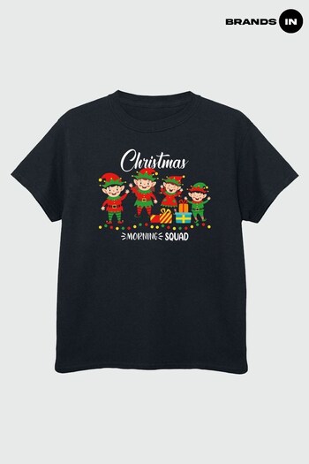Brands In Black Christmas Morning Squad Boys Black T-Shirt (Q45092) | £14