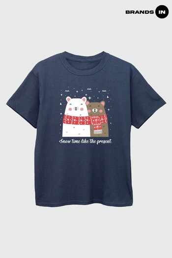 Brands In Navy Bear Snow Boys Navy T-Shirt (Q45096) | £14