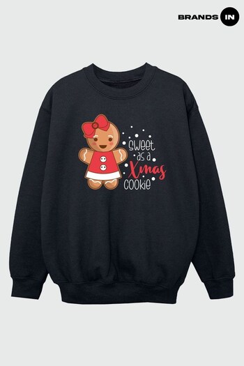 Brands In Black Sweet Gingerbread Girl Girls Black Sweatshirt (Q45102) | £20