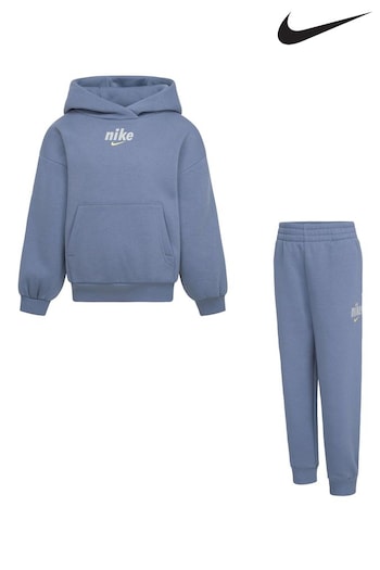 Nike Grey Little Kids Overhead Hoodie and Tracksuit Joggers (Q45105) | £40