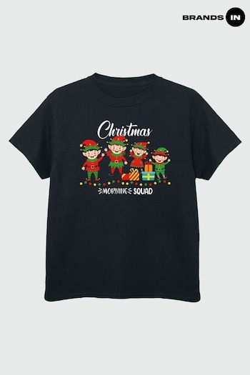 Brands In Black Christmas Morning Squad Girls Black T-Shirt (Q45109) | £14