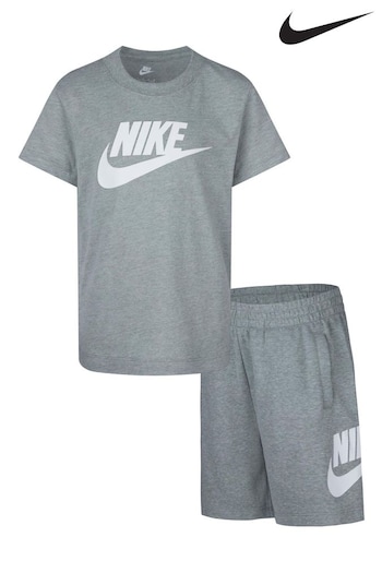 Nike color Grey Little Kids Club T-Shirt and Shorts Set (Q45118) | £35