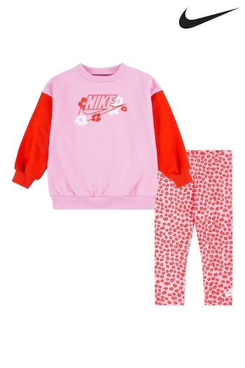 Nike boys Pink Little Kids Swoosh Sweatshirt And Leggings Set (Q45119) | £42