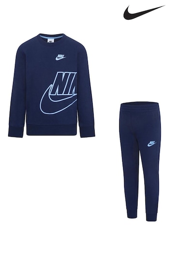 Nike Sale Blue Little Kids Icon Crew and Tracksuit Joggers (Q45134) | £42