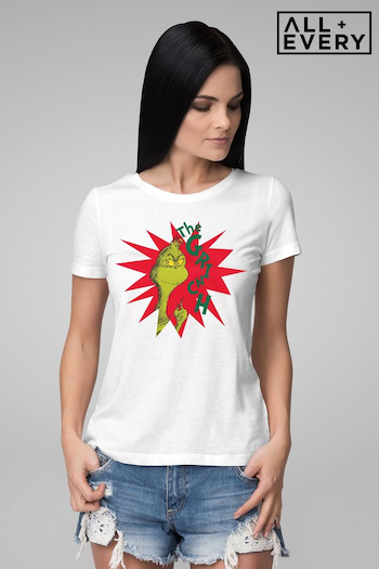 All + Every White The Grinch Thumbs Up Blast Women's T-Shirt by All+Every (Q45135) | £23