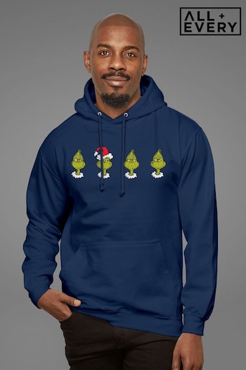 All + Every Navy The Grinch Four Faces Adult Hooded Sweatshirt (Q45145) | £40