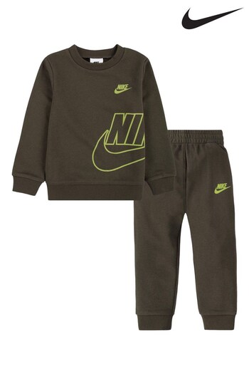 Nike ISPA Green Little Kids Icon Crew and Tracksuit Joggers (Q45152) | £42