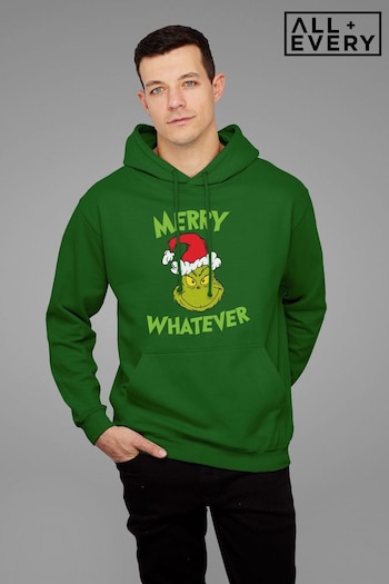 All + Every Bottle Green The Grinch Green Text Merry Whatever Adult Hooded Sweatshirt (Q45156) | £40