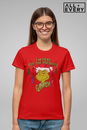 All + Every Red The Grinch Im Here For The Presents Stockings Women's T-Shirt (Q45158) | £23