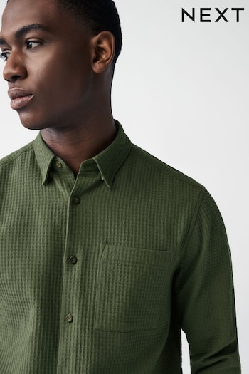 Green Waffle Long Sleeve Shirt (Q45173) | £32