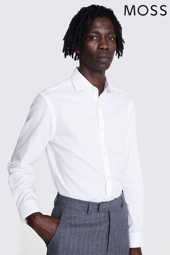 MOSS Slim Fit Poplin Zero Iron White Shirt (Q45178) | £50