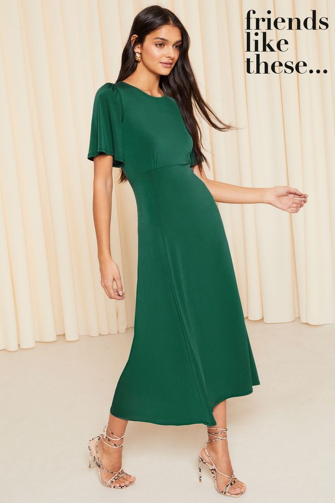 Green midi wedding guest dress clearance
