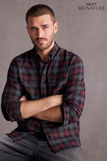 Red Signature Brushed Flannel Check Shirt (Q45203) | £19.50