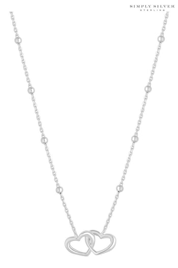 Simply Silver Sterling Silver Tone 925 Interlink Heart Necklace (Q45208) | £38