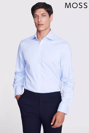 MOSS Tailored Fit Sky Blue Dobby Stretch Shirt (Q45227) | £40