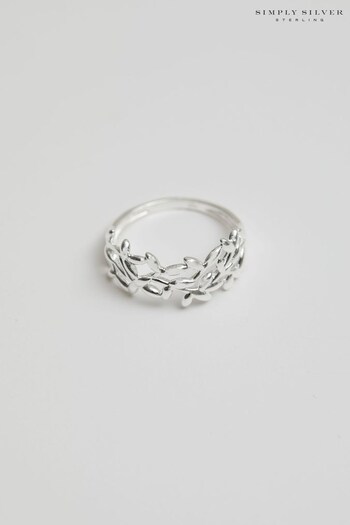 Simply Silver Sterling Silver Tone 925 Polished Leaf Band Ring (Q45232) | £35
