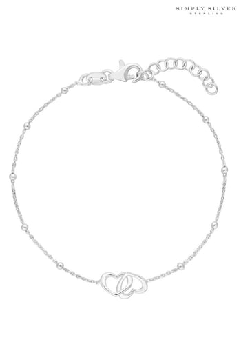 Simply Silver Silver Interlink Heart Bracelet (Q45237) | £25