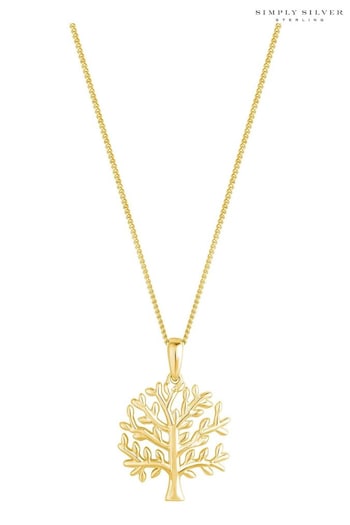 Simply Silver Gold Tone Tree Of Love Pendant Necklace (Q45244) | £35