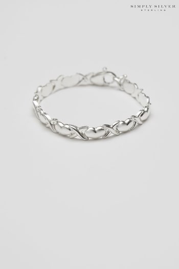 Simply Silver Silver Tone Heart Kiss Bracelet (Q45256) | £90