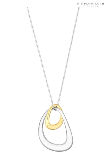 Simply Silver White Two Tone Plated Sterling Silver 925 Pendant Necklace (Q45284) | £45