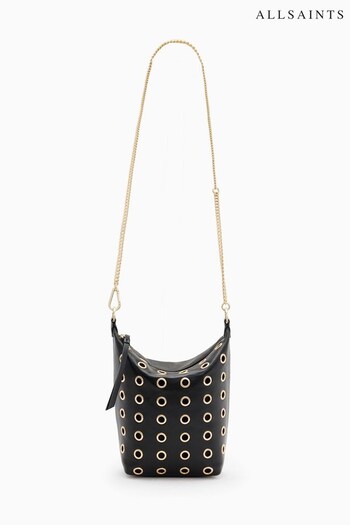 AllSaints Evaline Eyelet Cross-Body Black Bag (Q45326) | £159