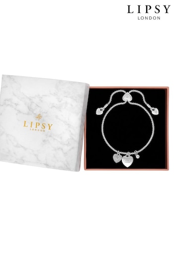 Lipsy Jewellery Silver Tone Crystal Pave Heart Toggle Bracelet (Q45373) | £12