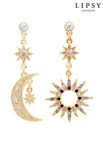 Lipsy Jewellery Gold Celestial Coloured Starburst Earrings (Q45390) | £14