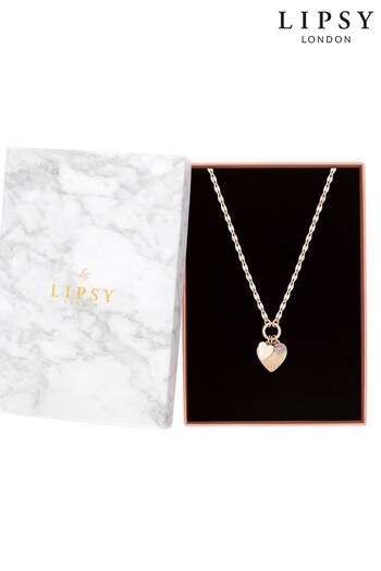 Lipsy Jewellery Pink Diamond Cut Heart Necklace Gift Boxed (Q45391) | £20