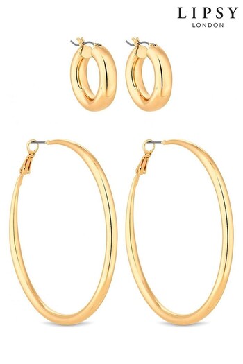 Lipsy Jewellery Gold Hoop Earrings 2 Pack (Q45446) | £12