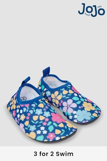 JoJo Maman Bébé Blue Floral Anti-Slip Swim Shoes (Q45494) | £12.50