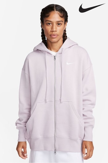 Nike besko Pale Pink Phoenix Fleece Mini Swoosh Oversized Full Zip Hoodie (Q45615) | £65