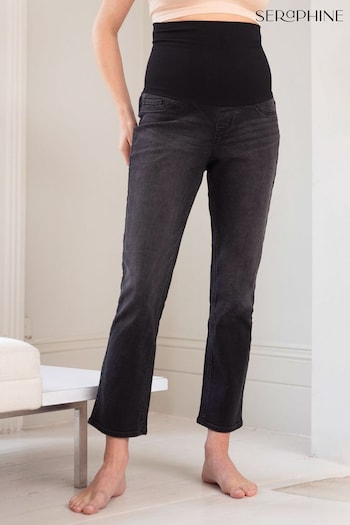 Seraphine Orion-Post Mat Slim Leg Black Jeans with (Q45649) | £69