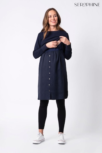 Seraphine Blue Textured Jersey Combo Dress (Q45684) | £69