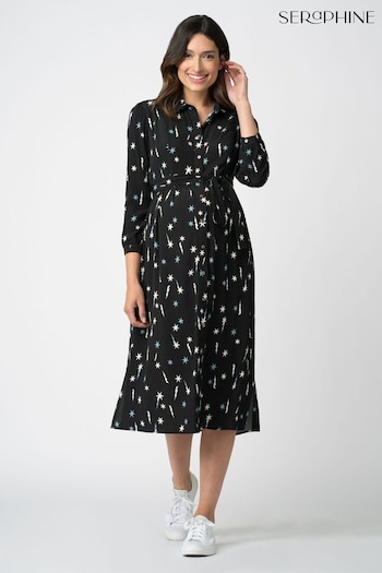 Seraphine Star Print Midi Black Shirt Dress (Q45695) | £75