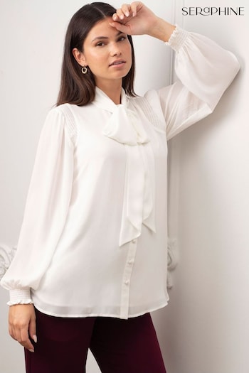 Seraphine Sigrid- Tie Front White Blouse (Q45696) | £59