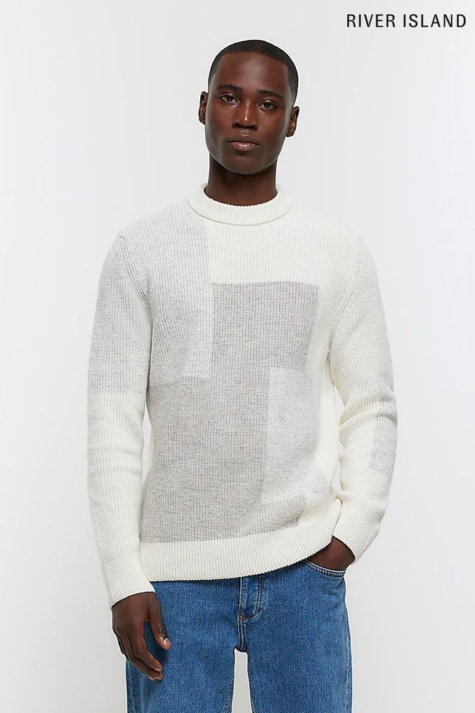 Buy Men s 100 Cotton Colour Block Long Sleeve Jumpers Online