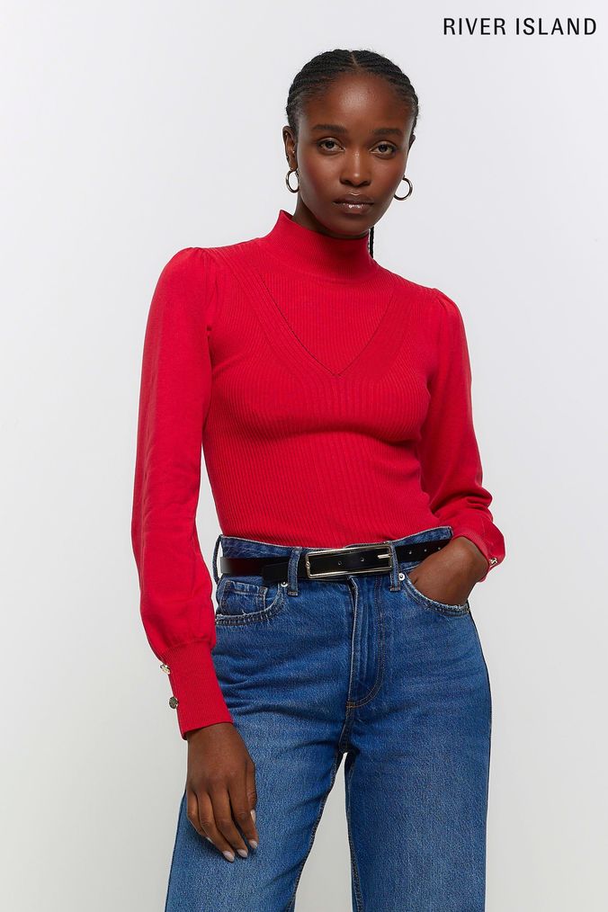 River island polo neck top 2025