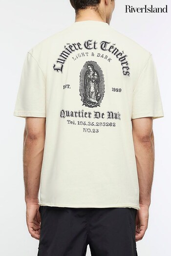 River Island Cream Regular Fit Saint T-Shirt (Q45826) | £25